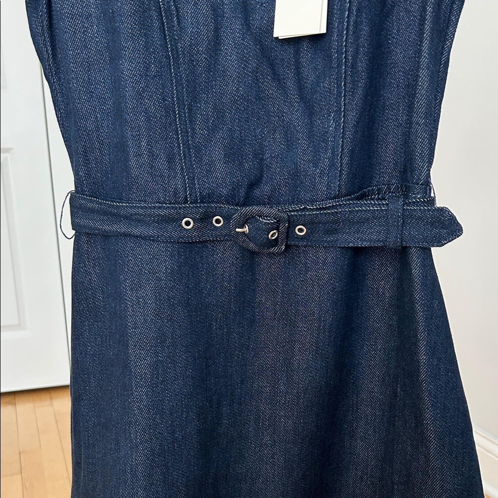 7 For All Mankind Dark Blue V-Neck Mini Dress - Picture 4 of 6